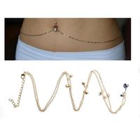 Wholesale Belts Piercing Accessories Belly Dance Long Electroplated Double Drill Navel Button Waist Chain
