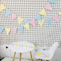 Wholesale Party Decoration m Colorful Felt Banner DIY Pompoms Ball Garlands Baby Shower Birthday Bunting Pennant Wedding Garland Flags Supplies