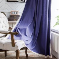 Wholesale Curtain Drapes Modern Purple With Tassel Cotton Semi Blackout Finished Curtains For Living Room Blinds French Windows Door