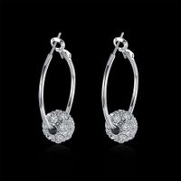 Wholesale Hot sales K Gold Platinum Plated Disco Ball Bead Hoop Earrings Genuine Austrian Crystal Fashion Costume Women Jewelry for women