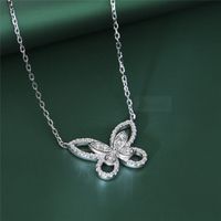 Wholesale New popular jewelry Silver Bow necklace Sterling silver diamond clavicle chain pendant Necklace trendy insect necklace