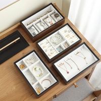 Wholesale Luxury Large Wooden Jewelry Box Organizer Wood Velvet Layers Earring Rings Necklace Storage Case Gift Jewellery Casket
