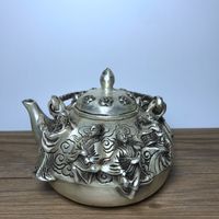 Wholesale Special Offer Antique Copper White Copper Brass Silver Plated Eight Fairy Pot Kettle Teapot Ornament Decoration Gift Antique Collection