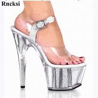Wholesale Sandals Rncksi Women s Shoes Pole Dancing cm High Heels Crystal Clear Sparkling Glitter Wedding1