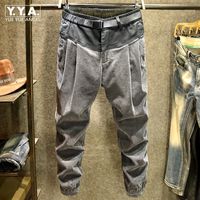 Wholesale Men s Pants Men Grey Casual Harem Korean Style Fashion Patchwork Multi Pockets All Match Corduroy Thickening Cargo Trousers Winter1