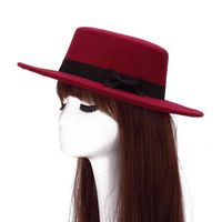 Wholesale Ball Caps Gd Vintage Big Felt Bow Men And Women Sun Visor Hat Lady Bowler Fedora Along The Plate Flat Wide Brim Woolen s Y05