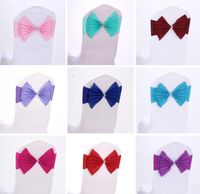 Wholesale NEW Elastic Organza Chair Covers Sashes Band Wedding Bow Tie Backs Bowknot Spandex Chairs Sash Buckles Cover Back Hostel Trim Pink sk KK