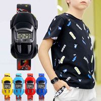 Wholesale Cartoon Car Children Watch Toy for Boy Baby Fashion Electronic Watches Innovative Car Shape Toy Watch Kids Xmas Gift New Fashion