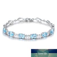 Wholesale New Style Sterling Silver Bracelet Exquisite Sapphire Silver Bracelet for Woman Charm Jewelry Gift