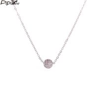 Wholesale Chains Pipitree Simple Shiny mm Cubic Zirconia Crystal Ball Pendant Necklace Copper Chain Choker Necklaces For Women Jewelry