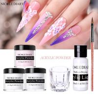 Wholesale Nail Glitter NICOLE DIARY Acrylic Powder Set Kit Carving Art Gel For Extension Tools Carved Flower Nails