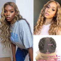 Wholesale Lace Wigs Brazilain Ombre Honey Blonde Front Wig Density Curly Human Hair Pre Plucked With Baby Water Wave Remy HD