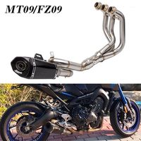 Wholesale Motorcycle Exhaust System Modified Pipe Muffler MT09 Straight Up FZ09 Hexagonal Carbon Fiber1