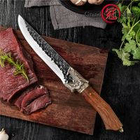 Wholesale Handmade Kitchen Knife Chinese Cleaver Vegetables Meat Slicing Cooking Tools Fixed Blade Leather Scabbard Pchak Outdoor Camping