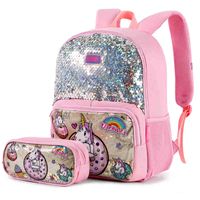 Wholesale 2 Set School Backpack For Girls Unicorn Glitter Sequin Bookbag Cute Satchel Bag Kids Hiking inch