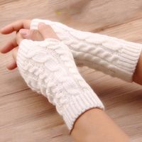 Wholesale Five Fingers Gloves Winer Warm Women Wool Mitten Fingerless Hand Arm Warmer Crochet Knitting Mouse Working Gloves1