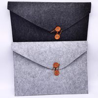 Wholesale Non Woven Packages Rectangle Felt Kit Bags Laptop Briefcase Packets Office Home Light Gray Dark Grey Button wt L2