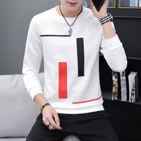 Wholesale Spring and Autumn New men s printed long sleeved T shirt teen round neck bottom top fashion casual men s clothing