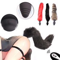 Wholesale Wireless Remote Anal Vibrator Sex Toy Vibrating Fox Tail Butt Plug Anus Dilator For Couples Adult Games Cosplay Accessories