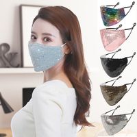Wholesale designer Sequined face mask can be inserted filter type summer dust proof sunscreen masks men woemn black red pink white cotton facemask