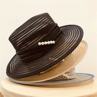 Wholesale Vintage Wide Brim Hats Tide Pearl Design Sun Hat Womens Summer Holiday Beach Street Daily Cap Fashion Caps
