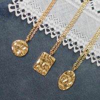 Wholesale MICCI Wholale Custom K K Gold Plated Stainls Steel Jewelry Oval Coin Square Hammer Pendant Necklace
