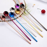 Wholesale Home long handle stirring scoops stainless steel coffee Scoops ice scoop mug cup spoon Home Kitchen Coffeeware will and sandy new