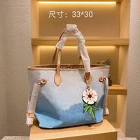 Wholesale 21 Summer Womens Bags Never Handbag Totes Gradient Color Flower Leather Pink Blue Book Tote Shopping Bag er0FD D4Ap