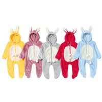 Wholesale Baby Romper Rabbit Ear Hooded Jumpsuit Clothing Infant Girl Princess Onesies With Socks Girl Boy Bunny Zipper Ins Bodysuit Clothes