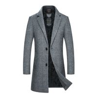 Wholesale Men s Wool Coat Men Winter New Style Fashion Casual Slim Fit Thicken Warm Long Jacket Male Brand Plaid Abrigos Para Hombre