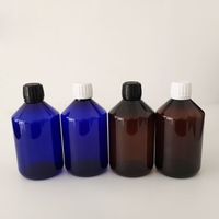 Wholesale 500ML Plastic Anti theft Cap Toner Bottles Empty Blue Amber PET Bottle With Black Wite Ribbed Screw