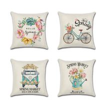Wholesale 1pcs Farm Fresh Flowers Throw Pillow Covers Decorative Truck garland kettle Spring Utility Vehicle Cushion Cover Home Decor