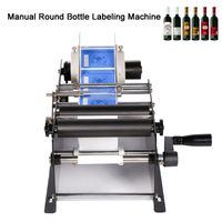 Wholesale DHL Free MT Mini Manual Round Bottle Labeling Machine Beer Cans Wine Adhesive Sticker Labeler Label Dispenser Machine Packing Machine