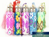 Wholesale ml essntial oil bottles with silver tassels lid polymer clay empty perfume rollon bottle