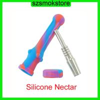 Wholesale Silicone Nectar Collector Mini Water Pipes with GR2 Titanium Nail mm Concentrate Honey Dab Straw Silicone Oil Rigs