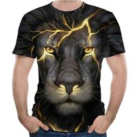 Wholesale Mens Graphic T Shirt d Digital Funny T shirt Boys Diy Pattern Streetwear Tees Breathable Casual Tops with Lion Pattern Eur Size