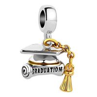 Wholesale S925 Sterling Silver University Hat Beaded Bracelet Diy Accessories Original Loose Beads Charms Pendant Bachelor s Cap