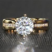 Wholesale TransGems Carat Lab Grown Moissanite Diamond Solitaire Wedding Ring moissanite Accents Solid K Yellow Gold Band for Women Y200620