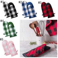 Wholesale Oven Gloves Microwave Heat Proof Resistant Glove Convenient Finger Protect Anti hot Oven Glove Bakeware Gloves Colors Plaid RRC4258