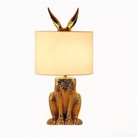 Wholesale Rabbit Table Lamp Gold Lampe Night Lights Desk Light by cm Bedroom Bedside LED Lamps for Home Office US Stock