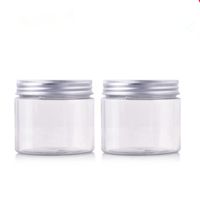 Wholesale Cosmetic packaging g transparent plastic bottle PET Cream jar ml Food pot with white pink gold aluminum