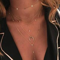 Wholesale MultiLayer Beads Long Chain Necklaces for Women Moon Star Pendant Choker Necklace Girl Vintage Fashion Bijoux Jewelry