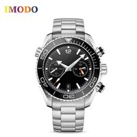Wholesale U1 factory orologio High Grade MM Quartz Chronograph Mens Watches Red Hands Stainless Steel Bracelet Fixed Bezel With Top Ring Showing Tachymeter Markings m