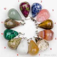 Wholesale Healing Crystal Water Drop Pendants For Necklaces Pendulum Amethyst Opal obsidian Chakra Beads High Quality Jewelry Natural Stone Pendants
