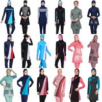 Wholesale Plus Size Muslim Swimwear Women Modest Floral Print Full Cover Swimsuit Islamic Hijab Islam Burkinis Beachwear Bathing Suit