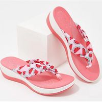 Wholesale Slippers Fashion Women Outdoor Beach Flip Flops Floral Print Summer Wedge Shoes Comfortable Soft Bottom Ladies