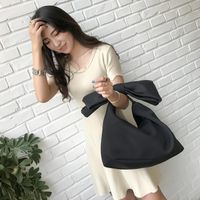 Wholesale Designer Korean Women Space Cotton Fashion Big Bow Clutch Handbags OL Office Purse Wedding Cocktail Party Shoulder Case