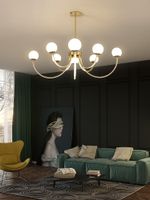 Wholesale Postmodern branch glass bubble light LED chandelier Nordic interior living room bedroom gold black hanging light fixture