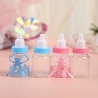 Wholesale Feeding Bottle Shape Plastic Candy Transparent Boxes Bear Flower Bow Lace cm Bottles Wedding Party Lovely Gifts ch N2