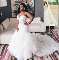Wholesale DHL DHIP Vintage Trumpet Mermaid Wedding Dresses Sweetheart Lace Bodice Sweetheart Neck Lace Up Plus Size Bridal Gown